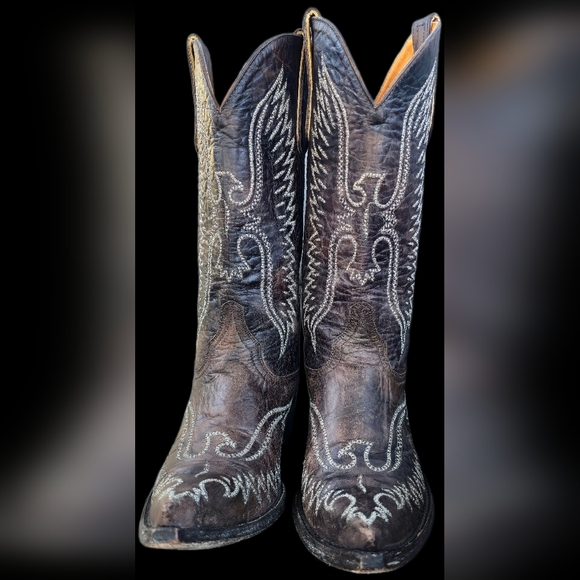 Old Gringo Eagle Stitch Embroidered Distressed Brown Leather Western Boots - Picture 5 of 13